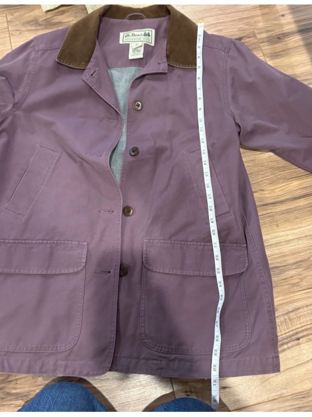 L.L. Bean Vintage Women's Mauve Utility Jacket with Brown Corduroy Collar - Picture 5 of 8